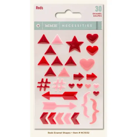 Naklejki emaliowane MME Enamel Shapes Red, 30szt